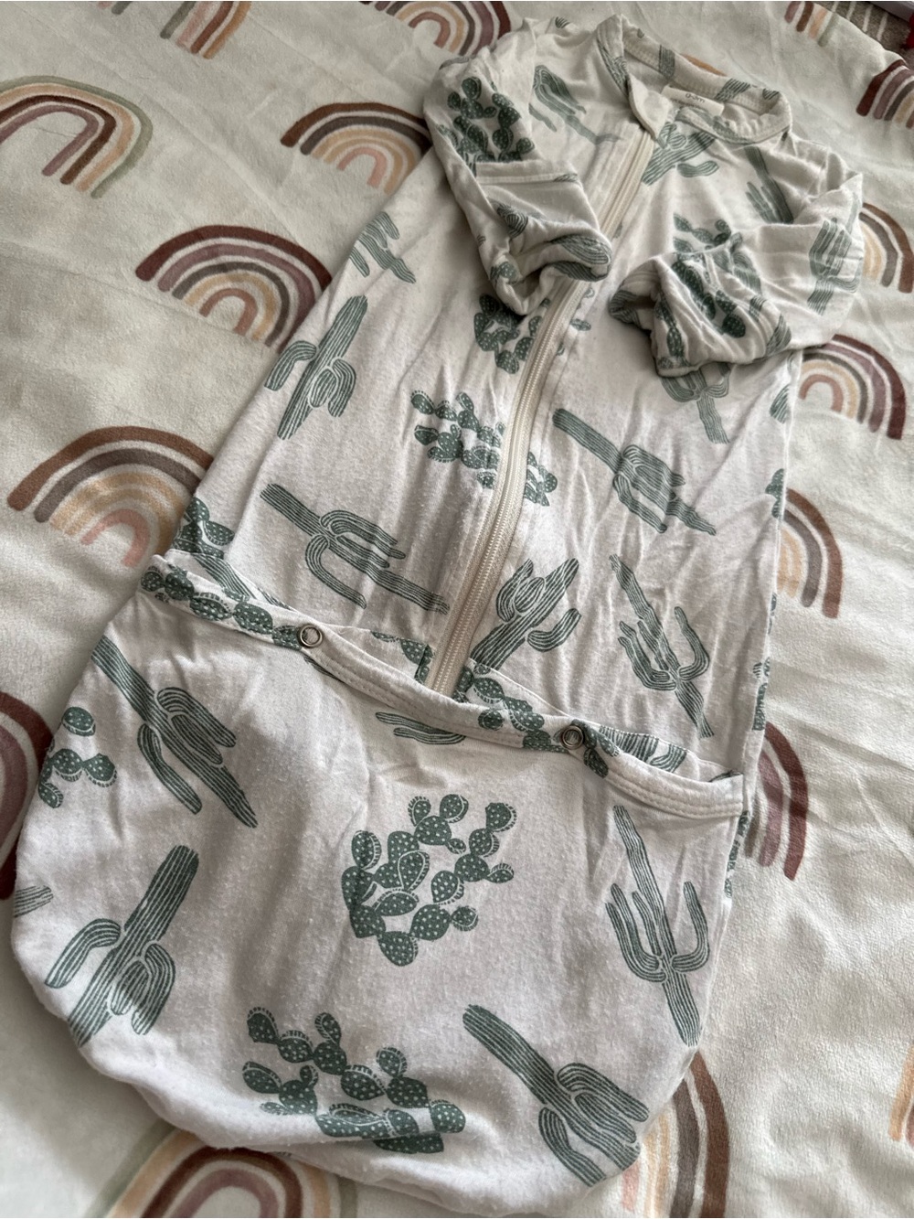 Cactus Print Baby Sleep Sack in Sage Green